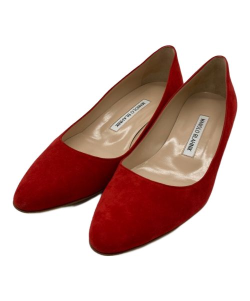 Manolo Blahnik（マノロブラニク）Manolo Blahnik (マノロブラニク) スウェードパンプス レッド サイズ:37の古着・服飾アイテム