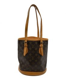 LOUIS VUITTON（ルイ ヴィトン）の古着「ポーチ付ワンショルダーバッグ　バケットPM　モノグラム」｜ブラウン