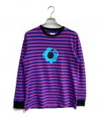 Noahノア）の古着「Striped Crew Neck T-Shirt」｜ピンク×ブルー