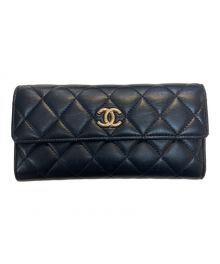 CHANEL（シャネル）の古着「ラムスキン マトラッセ 長財布」｜ブラック