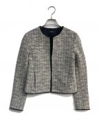 theoryセオリー）の古着「ノーカラーツイードジャケット　PACIFIC TWEED/SLIM JKT 　0104102」｜グレー×ブラック