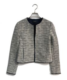 theory（セオリー）の古着「ノーカラーツイードジャケット　PACIFIC TWEED/SLIM JKT 　0104102」｜グレー×ブラック