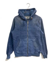 DIESEL（ディーゼル）の古着「USED加工ジップパーカー　A02708」｜ブルー