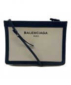 BALENCIAGAバレンシアガ）の古着「キャンバスレザーショルダーバッグ　339937」｜ベージュ×ネイビー