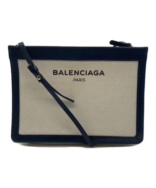 BALENCIAGA（バレンシアガ）BALENCIAGA (バレンシアガ) キャンバスレザーショルダーバッグ　339937 ベージュ×ネイビー サイズ:-の古着・服飾アイテム