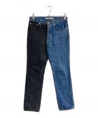 JOHN LAWRENCE SULLIVANジョン ローレンス サリバン）の古着「WASHED DENIM BI-COLOR PANTS　2A029-0320-18」｜インディゴ