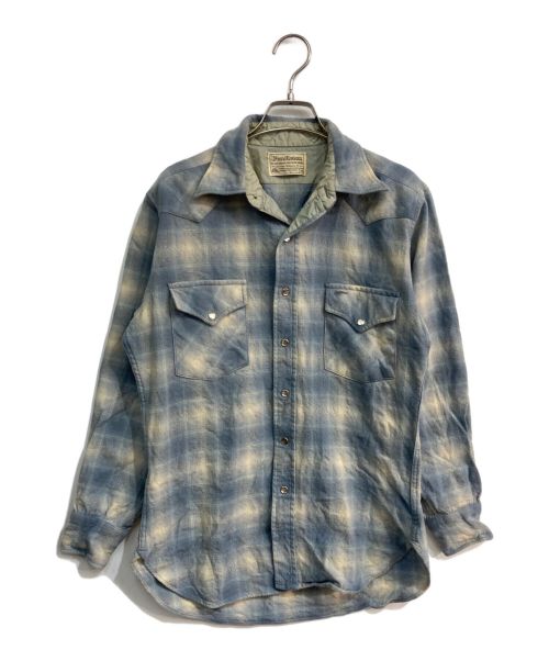 PENDLETON（ペンドルトン）PENDLETON (ペンドルトン) ウールウエスタンシャツ　白タグ 70‘s  ブルー サイズ:Mの古着・服飾アイテム