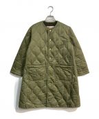 Traditional Weatherwear×Spick and Spanトラディショナルウェザーウェア×スピックアンドスパン）の古着「キルティングノーカラーコート　ARKLEY LONG　L202APQCO0251MJ」｜グリーン