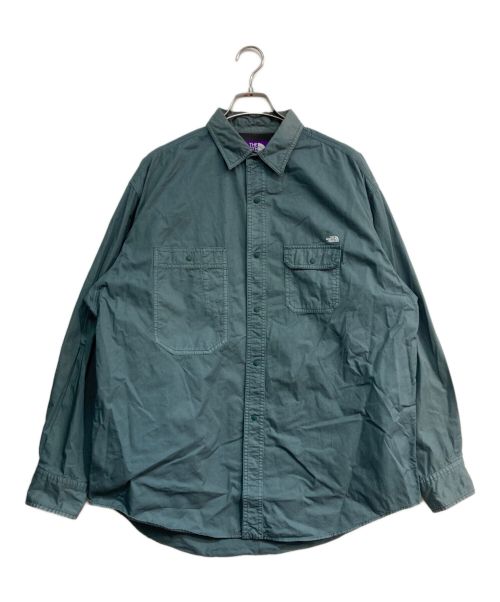 THE NORTHFACE PURPLELABEL（ザ・ノースフェイス パープルレーベル）THE NORTHFACE PURPLELABEL (ザ・ノースフェイス パープルレーベル) Lightweight Twill Big Work Shirt　NT3304N グリーン サイズ:Lの古着・服飾アイテム