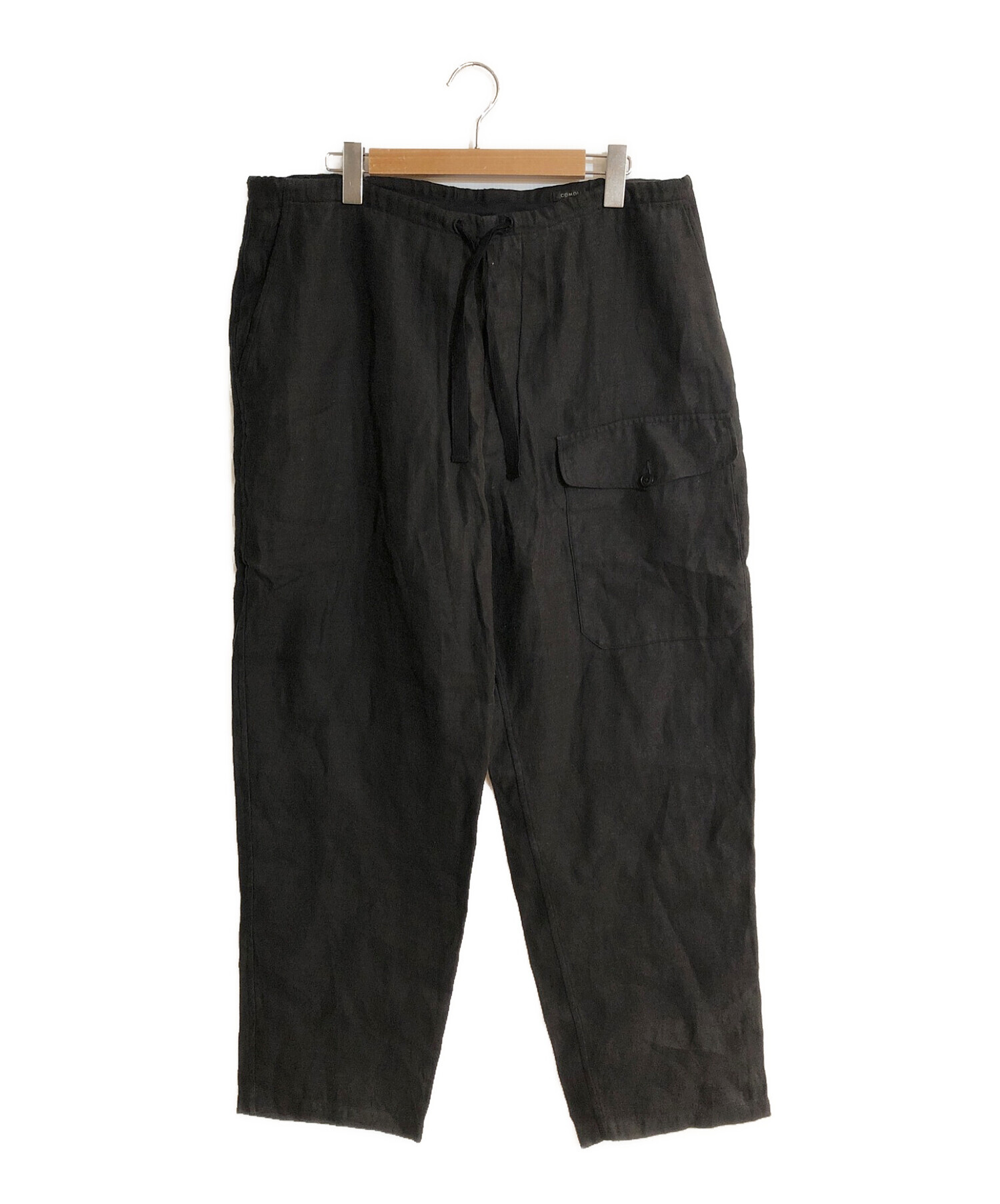 COMOLI (コモリ) Linen Brushed Drawstring Pants/ライン ブラッシュド ドラスティング パンツ ブラック  サイズ:size 2