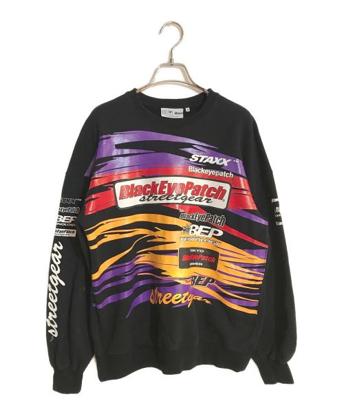 BlackEyePatch（ブラックアイパッチ）BlackEyePatch (ブラックアイパッチ) RACING crew sweat/レーシングクルースウェット ブラック サイズ:SIZE Mの古着・服飾アイテム