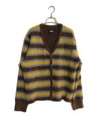 stussyステューシー）の古着「Horizontal stripe cardigan/ホリゾンタルストライプカーディガン」｜ブラウン×ブルー