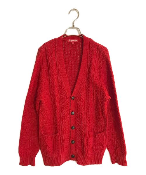 SUPREME（シュプリーム）Supreme (シュプリーム) cable knit cardigan/ケーブルニットカーディガン レッド サイズ:SIZE Mの古着・服飾アイテム