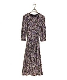 LAUREN RALPH LAUREN（ローレンラルフローレン）の古着「Floral Balloon Sleeve Dress/フローラル バルーン スリーブ ドレス」｜パープル