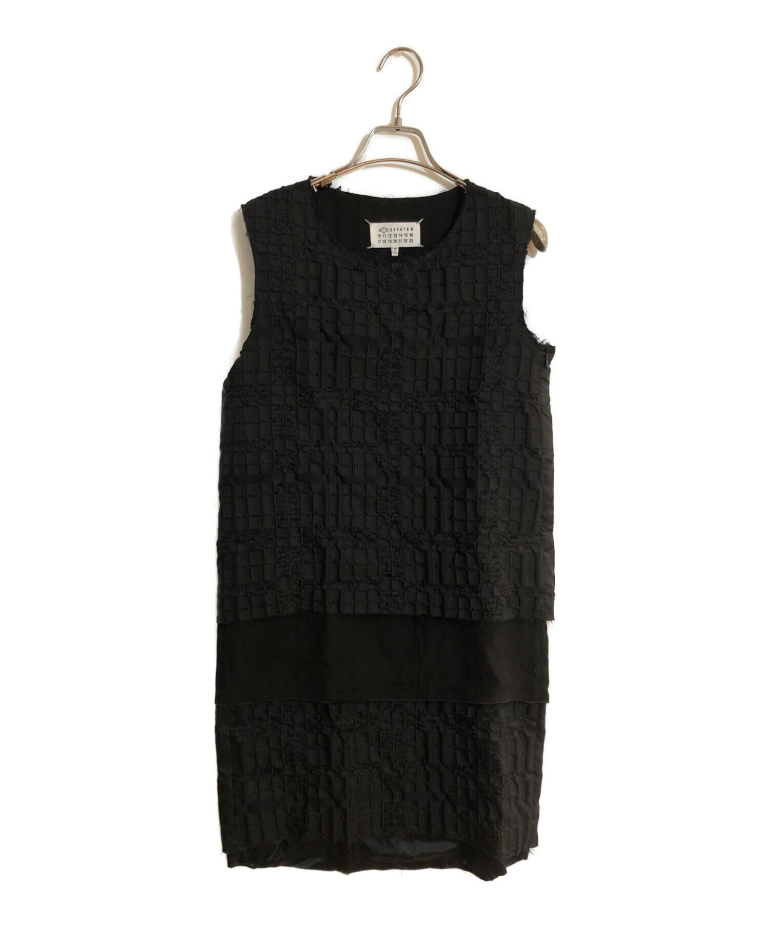 Maison Margiela (メゾンマルジェラ) ウール シルク レイヤード ノースリーブドレス ブラック サイズ:36