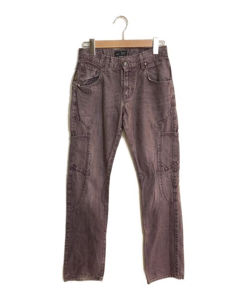 ARMANI JEANS（アルマーニジーンズ）ARMANI JEANS (アルマーニジーンズ) ウォッシュドカーゴデニムパンツ パープル サイズ:SIZE 71cm (W28)の古着・服飾アイテム