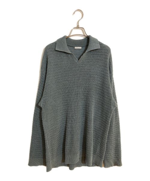 Blanc YM（ブランワイエム）Blanc YM (ブランワイエム) Skipper Knit Shirt/スキッパーニットシャツ ブルー サイズ:SIZE Mの古着・服飾アイテム