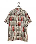 KITH×Coca Colaキス×コカコーラ）の古着「BOTTLES CAMP BUTTON UP SHIRT/ボトル キャンプ  ボタン アップ シャツ」｜ベージュ×レッド