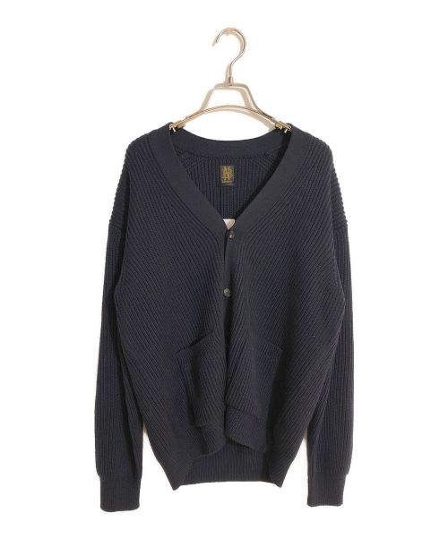 BATONER（バトナ―）BATONER (バトナ―) HARD TWIST WOOL V-NECK CARDIGAN/ハードツイストウールVネックカーディガン ブラック サイズ:SIZE 2の古着・服飾アイテム