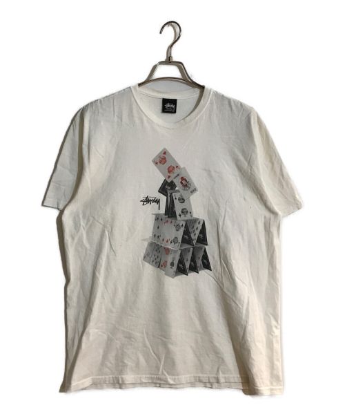 stussy（ステューシー）stussy (ステューシー) トランプタワープリントTシャツ ホワイト サイズ:SIZE Lの古着・服飾アイテム