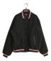 stussy（ステューシー）の古着「S TALK MELTON VARSITY JACKET/Sトークメルトンバーシティージャケット」｜ブラック×ピンク