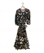 Kate Spadeケイトスペード）の古着「FLORAL-MOTIF WRAP DRESS/フローラルモチーフラップドレス」｜ブラック