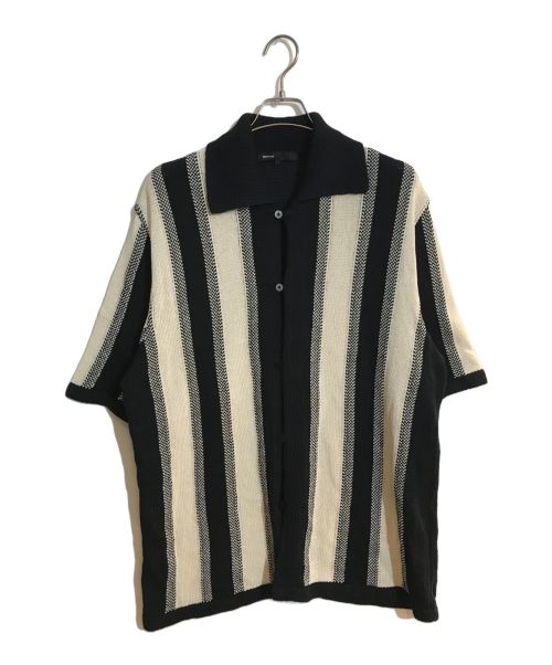 08sircus（ゼロエイトサーカス）08sircus (ゼロエイトサーカス) GIMA cotton stripe knit shirt/コットンストライプニットシャツ ブラック サイズ:5の古着・服飾アイテム