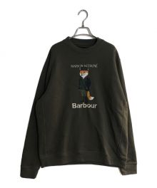 Barbour×maison kitsune（バブアー×メゾンキツネ）の古着「ロゴプリントスウェット」｜グリーン