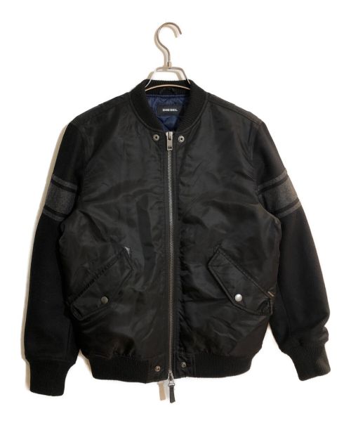 DIESEL（ディーゼル）DIESEL (ディーゼル) W-KNIT-TYPE BOMBER JACKET MA-1/ダブルニットタイプボンバージャケットエムエーワン ブラック サイズ:SIZE Sの古着・服飾アイテム