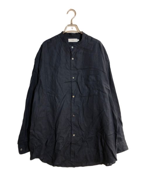 Graphpaper（グラフペーパー）Graphpaper (グラフペーパー) Linen L/S Oversized Band Collar Shirt/リネンオーバーサイズバンドカラーシャツ ネイビー サイズ:Fの古着・服飾アイテム