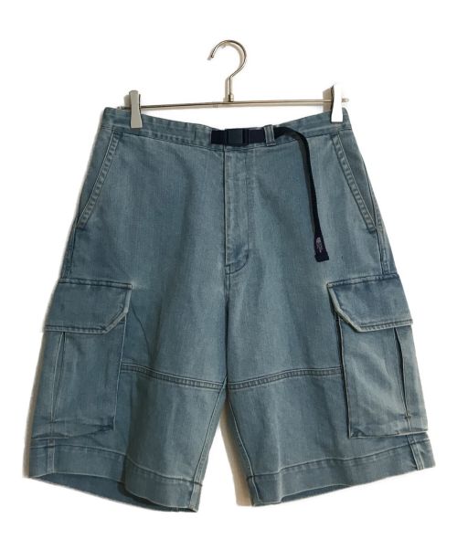 THE NORTHFACE PURPLELABEL（ザ・ノースフェイス パープルレーベル）THE NORTHFACE PURPLELABEL (ザ・ノースフェイス パープルレーベル) Webbing Belt Denim Cargo Shorts/ウェビングベルトデニムカーゴショーツ ブルー サイズ:SIZE 30の古着・服飾アイテム