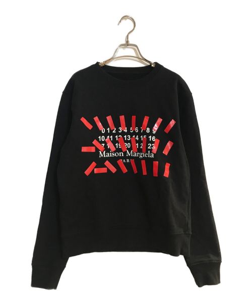 Maison Margiela（メゾンマルジェラ）Maison Margiela (メゾンマルジェラ) TAPE LOGO PRINT SWEATSHIRT/テープロゴ プリント スウェット ブラック サイズ:44の古着・服飾アイテム