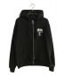 stussy（ステューシー）の古着「WORLD TOUR　ZIP HOOD/ワールドツアージップフーディー」｜ブラック