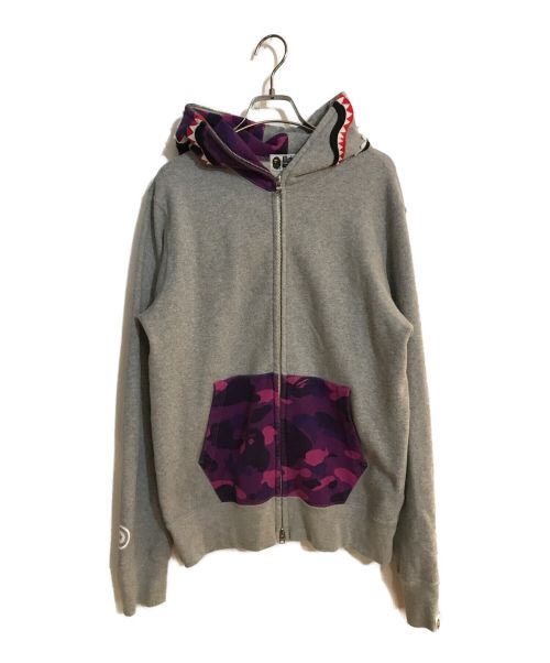 A BATHING APE（アベイシングエイプ）A BATHING APE (アベイシングエイプ) Color Camo Shark Full Zip Hoodie/カラー カモ シャーク フルジップフーディ グレー サイズ:Mの古着・服飾アイテム