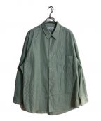 Graphpaperグラフペーパー）の古着「Thomas Mason for GP L/S Oversized Regular Collar Shirt」｜グリーン