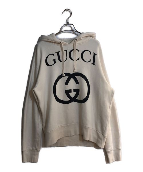 GUCCI（グッチ）GUCCI (グッチ) インターロッキングG フーデッドスウェットシャツ アイボリー サイズ:SIZE Sの古着・服飾アイテム