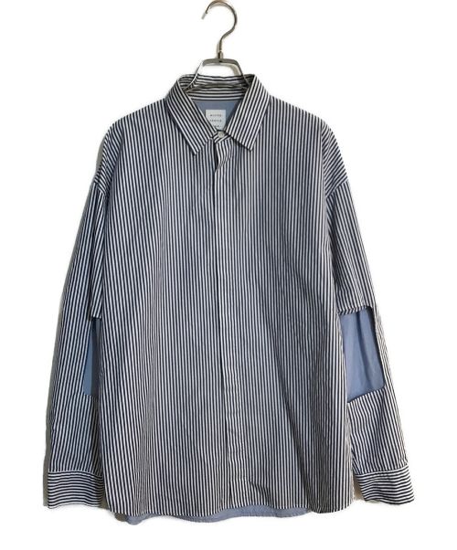 MISTER GENTLEMAN（ミスタージェントルマン）MISTER GENTLEMAN (ミスタージェントルマン) CUT OUT SLEEVE SHIRT / カットアウトスリーブシャツ ブルー サイズ:SIZE Sの古着・服飾アイテム