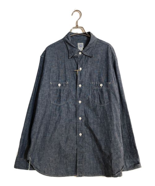 POST O'ALLS（ポストオーバーオールズ）POST O'ALLS (ポストオーバーオールズ) St.Louis : classic chambray indigo/セントルイス クラシックシャンブレーインディゴ ブルー サイズ:Lの古着・服飾アイテム