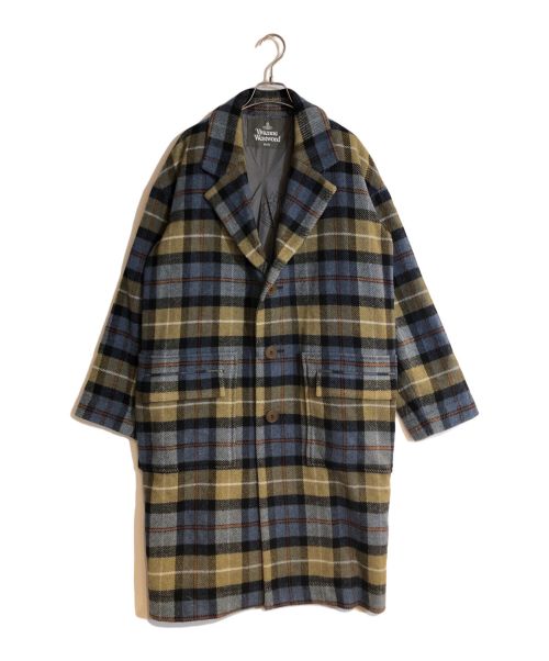 Vivienne Westwood man（ヴィヴィアン ウェストウッド マン）Vivienne Westwood man (ヴィヴィアン ウェストウッド マン) オーフェリアチェックコート ベージュ×ブルー サイズ:Freeの古着・服飾アイテム