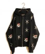 Unknown london×Ed Hardyアンノウンロンドン×エド ハーディー）の古着「NYC SNAKE ZIP HOODIE」｜ブラック