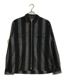 SUPREME（シュプリーム）の古着「Stripe Flannel Zip Up Shirt/ストライプ フランネル ジップアップ シャツ」｜ブラック