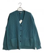 AURALEEオーラリー）の古着「SUPER FINE WOOL RIB KNIT BIG CARDIGAN/スーパーファインウールリブニットビッグカーディガン」｜ブルー