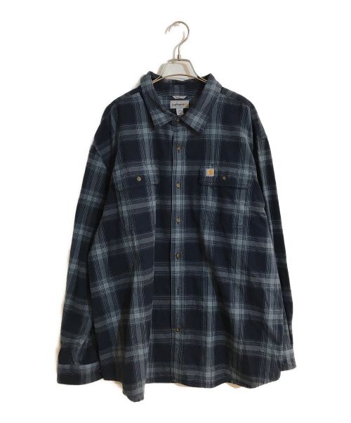 CarHartt（カーハート）CarHartt (カーハート) Original Fit Flannel Shirt/オリジナルフィットフランネルシャツ ネイビー サイズ:SIZE 2XLの古着・服飾アイテム