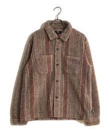 stussy（ステューシー）の古着「Stripe Sherpa Shirt/ストライプシェルパシャツ　　　　　　　　　　　　　　　　　　　　　　　　　　　　　　　　　　　　　　　　　　　」｜ピンク