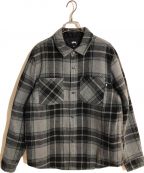 stussyステューシー）の古着「Max Plaid Quilted Shirt/マックスチェック柄キルティングシャツ」｜グレー