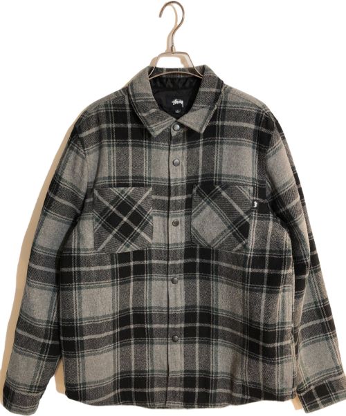 stussy（ステューシー）stussy (ステューシー) Max Plaid Quilted Shirt/マックスチェック柄キルティングシャツ グレー サイズ:Sの古着・服飾アイテム