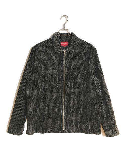 SUPREME（シュプリーム）Supreme (シュプリーム) Snakeskin Corduroy Zip Up Shirt ブラック サイズ:Lの古着・服飾アイテム