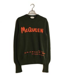 ALEXANDER McQUEEN（アレキサンダーマックイーン）の古着「ロゴジャガードニット」｜オリーブ×オレンジ