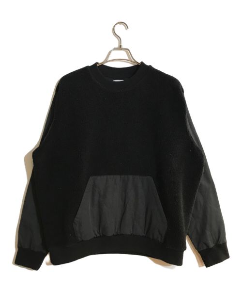 uniform experiment（ユニフォームエクスペリメント）uniform experiment (ユニフォームエクスペリメント) Mixed Fleece Crew Sweat ブラック サイズ:4の古着・服飾アイテム