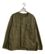 Porter Classicポータークラシック）の古着「WEATHER NO COLLAR JACKET/ウェザーノーカラージャケット」｜オリーブ